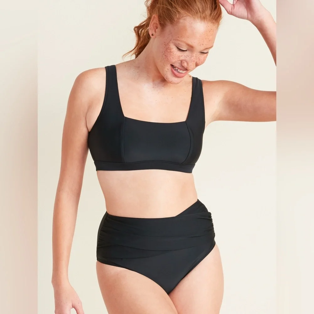 RESERVED FB BB Old Navy Women’s Square-Neck Swim Top Black Small S 4-6 - Picture 2 of 16